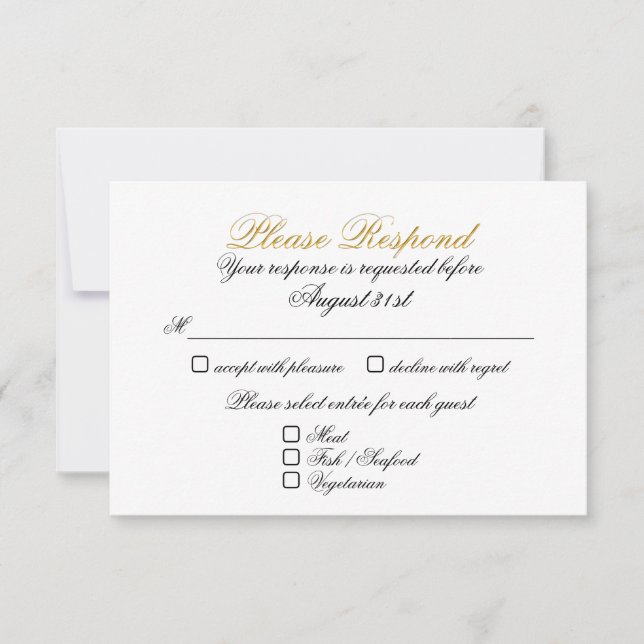 RSVP 2 Entrée Faux Gold Card (Front)