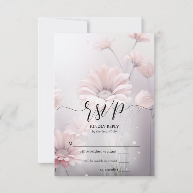 RSVP 2 Stunning Elegant Pink Daisies Card (Front)