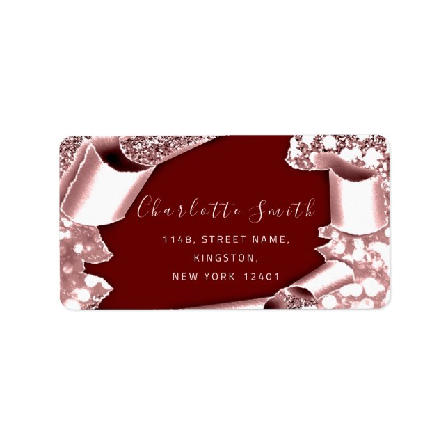  RSVP 3D  Frame Glitter Rose Roya Burgundy Label (Front)