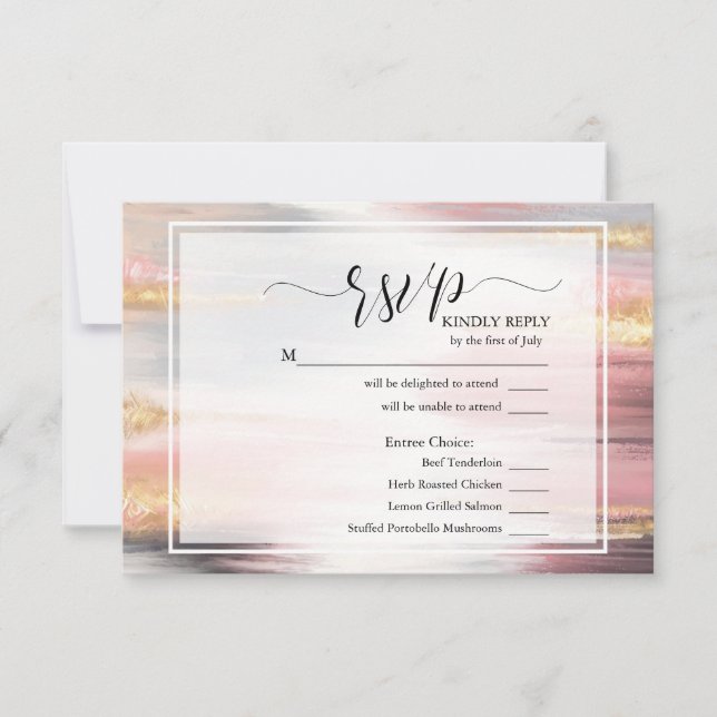 RSVP Abstract Paint Stroke Blush Gold Charcoal (Front)