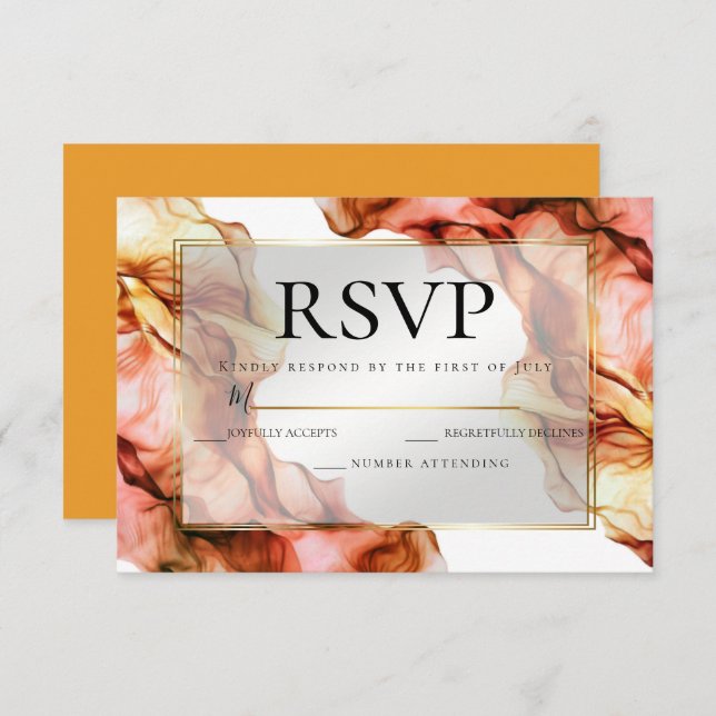 RSVP | Abstract Watercolor Autumn Colours 2 Invitation (Front/Back)
