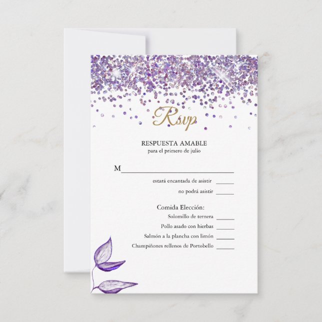 RSVP Acuarela Follaje Púrpura morada Card (Front)