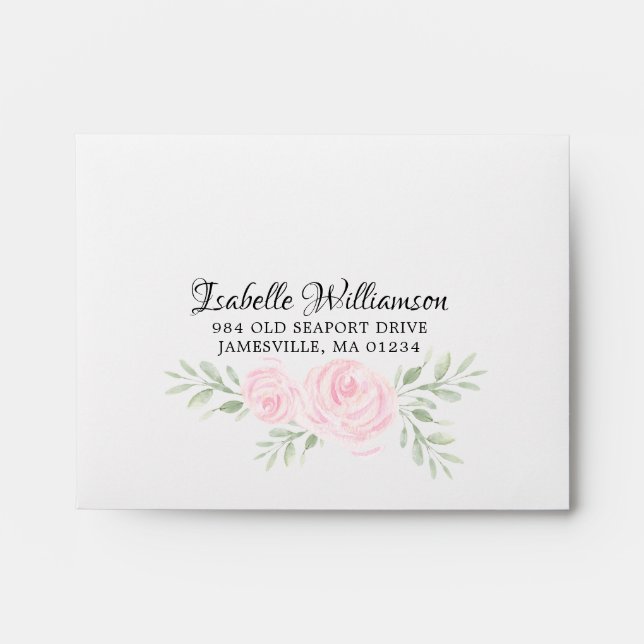 RSVP Address - Blush Pink Roses Envelope (Front)