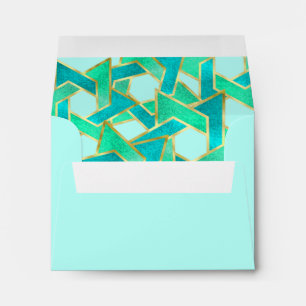 RSVP Aqua Turquoise Star of David Gold Envelope