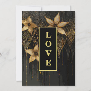 *~ RSVP AR26 QR 9 Gold Lace LOVE Vintage Wedding Invitation