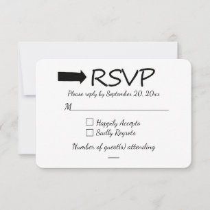 RSVP Arrow Black And White Wedding Party Response