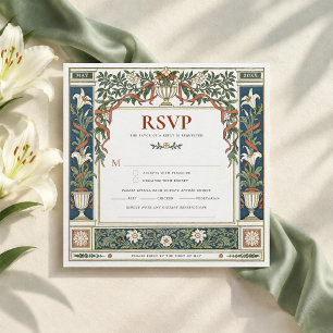 RSVP Art Nouveau Lily Square Wedding  Invitation