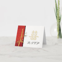 RSVP - Asian Red Double Happiness Wedding RSVP