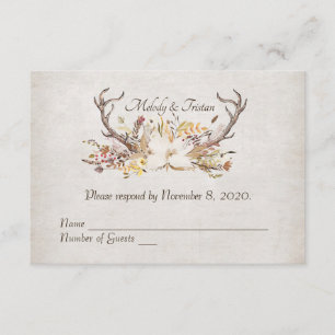 RSVP-autumn bouquet with deer antlers RSVP Card