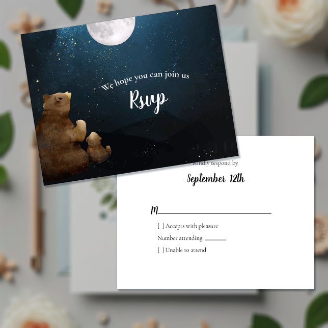 RSVP Baby Shower Bears Over The Moon Card (Creator Uploaded)