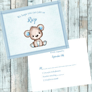 RSVP Baby Shower Cute Brown Bear Card