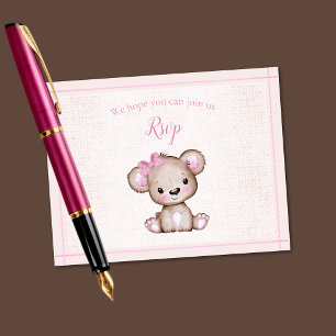 RSVP Baby Shower Cute Girl Bear