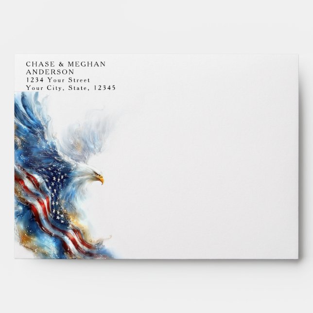 RSVP Bald Eagle Patriotic USA Semiquincentennial Envelope (Front)