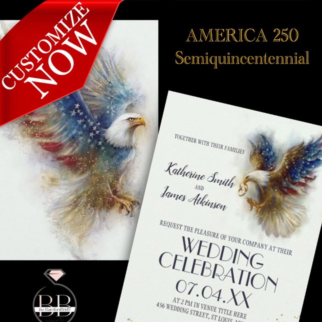 RSVP Bald Eagle Patriotic USA Semiquincentennial Invitation (Creator Uploaded)
