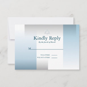 RSVP Bar Mitzvah Modern Silver Blue Geometric Card
