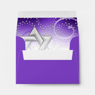 RSVP Bat Mitzvah Purple Shimmer Star of David Envelopes