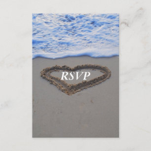 RSVP  Beach Wedding Heart in Sand Card