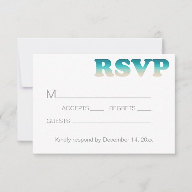 RSVP Beach Wedding Watercolor Ombre (Front)