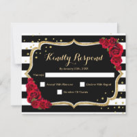 RSVP Birthday Party - Gold Black Red Card