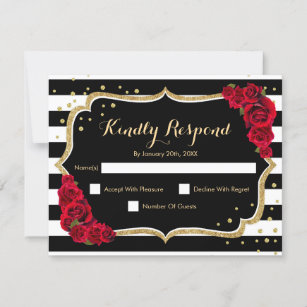 RSVP Birthday Party - Gold Black Red Card