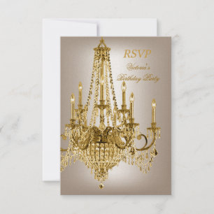 RSVP Birthday Party Gold Metallic Chandelier 2 Card
