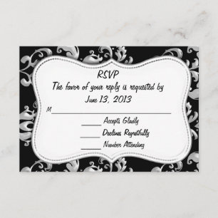 RSVP Black and Silver Damask Card