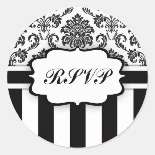 RSVP - Black and White Damask Stripe Sticker