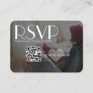  RSVP Black Photo Heart QR Code Wedding Enclosure Card