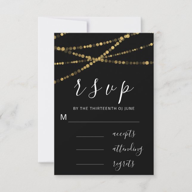 RSVP Black White Gold Black Lights Simply Card (Front)