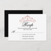 RSVP Black White Pink Spanish Quinceañera Quince