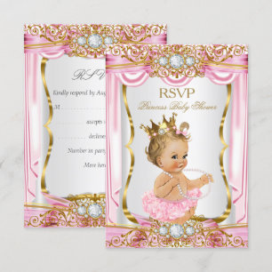 RSVP Blonde Girl Princess Baby Shower Pink Silk Invitation