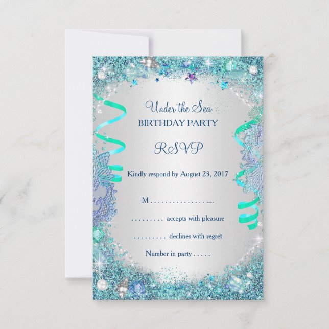 RSVP Blue Under The Sea Birthday Party Card (Front)