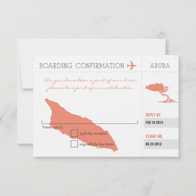 RSVP Boarding Pass TO Aruba Card (Front)