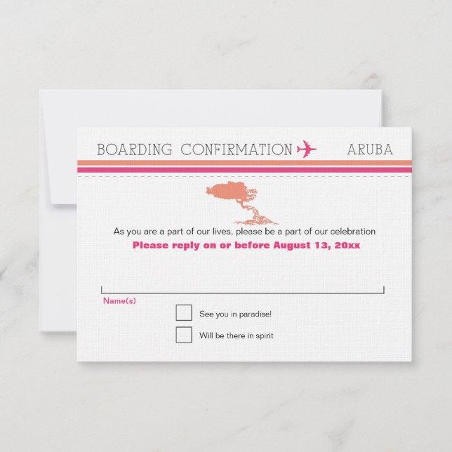 RSVP Boarding Pass TO Aruba Card (Front)