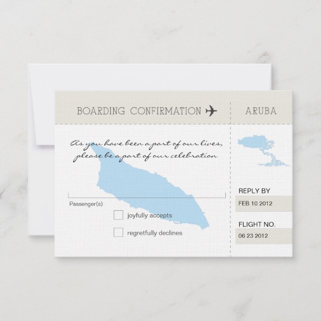 RSVP Boarding Pass TO Aruba Card (Front)