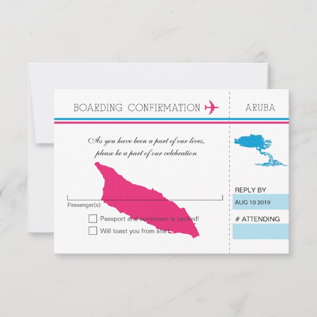 RSVP Boarding Pass TO Aruba Card (Front)