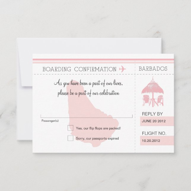 RSVP Boarding Pass TO BARBADOS (Front)