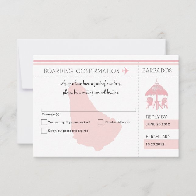 RSVP Boarding Pass TO BARBADOS (Front)