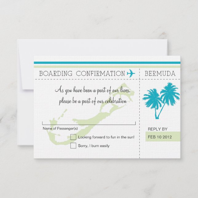RSVP Boarding Pass TO BERMUDA Card (Front)