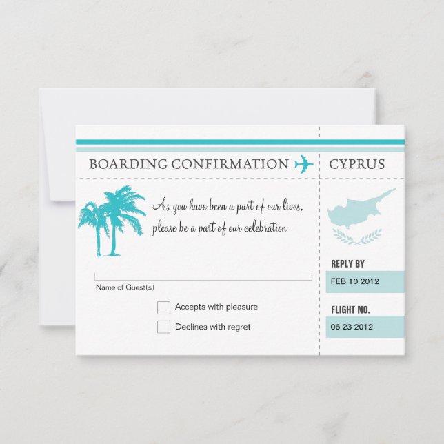 RSVP Boarding Pass TO Cyprus (Front)