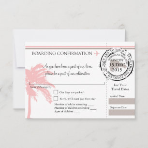 RSVP Boarding Pass TO Dominican Republic   Pink Card