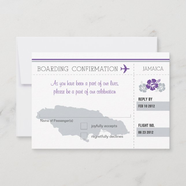 RSVP Boarding Pass TO JAMAICA (Front)