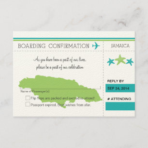 RSVP Boarding Pass TO JAMAICA Card
