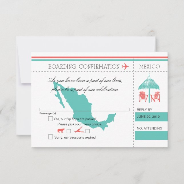 RSVP Boarding Pass TO Mexico (Front)