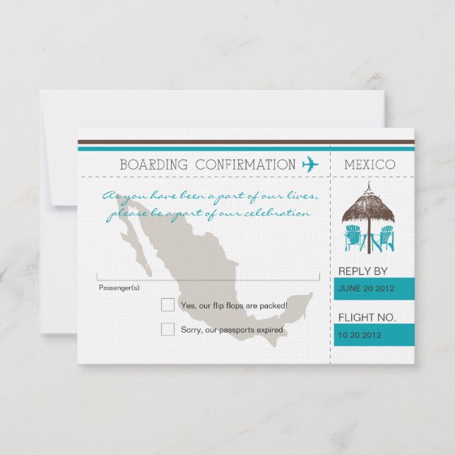 RSVP Boarding Pass TO Mexico Card (Front)