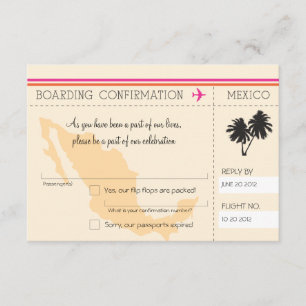 RSVP Boarding Pass TO Mexico Card