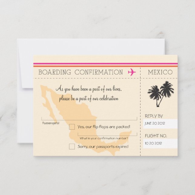 RSVP Boarding Pass TO Mexico Card (Front)