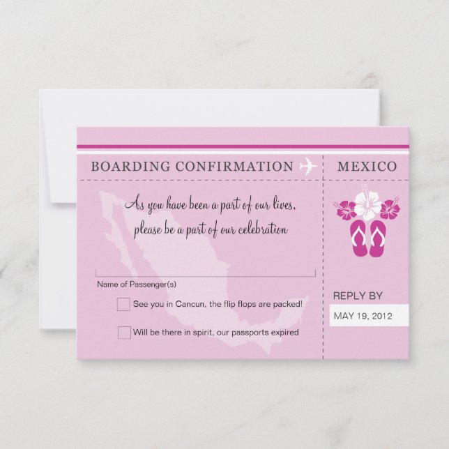 RSVP Boarding Pass TO MEXICO Card (Front)