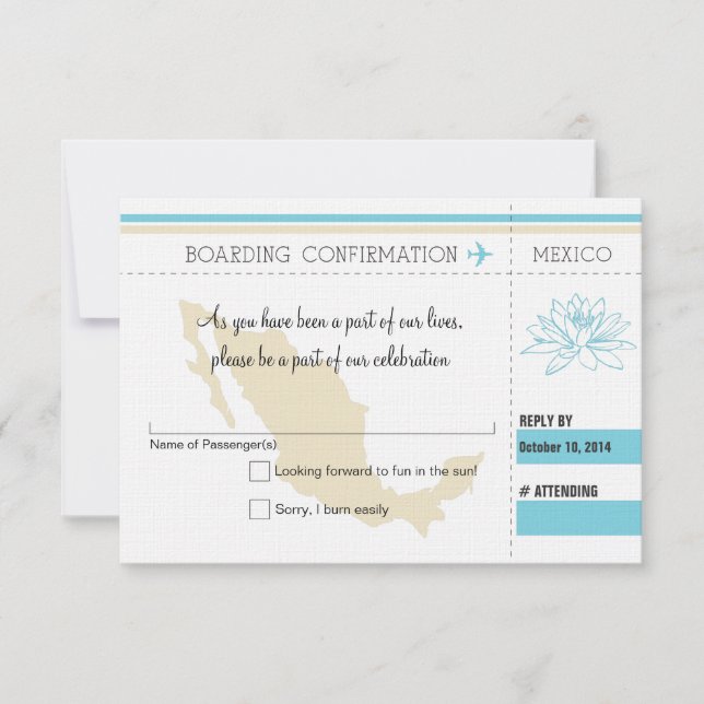 RSVP Boarding Pass TO MEXICO Card (Front)
