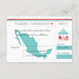 RSVP Boarding Pass TO Mexico Card